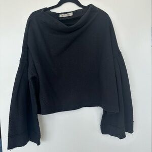 Free People Black Cowl Neck Sweater